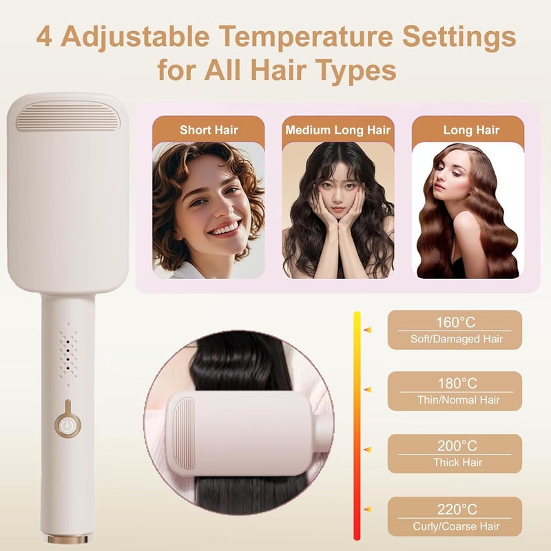 UJIO Hair Crimper for Women, 3 Barrel Beach Waver Curling Iron with 4 Temp Adjustable, Dual Voltage, Anti-Scald, Travel Lock, Fast Heating Crimper Hair Tool for All Hair Types (Beige) - Image 3